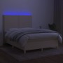 Letto a Molle con Materasso e LED Crema 140x190 cm in Tessuto