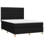 Letto a Molle con Materasso e LED Nero 140x190 cm in Tessuto