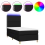 Letto a Molle con Materasso e LED Nero 100x200 cm in Tessuto