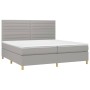 Letto a Molle Materasso e LED Grigio Chiaro 200x200 cm Tessuto