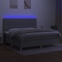 Letto a Molle Materasso e LED Grigio Chiaro 200x200 cm Tessuto