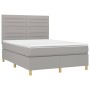 Letto a Molle Materasso e LED Grigio Chiaro 140x200 cm Tessuto