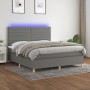 Letto a Molle Materasso e LED Grigio Scuro 180x200cm in Tessuto