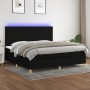 Letto a Molle Materasso e LED Nero 200x200cm in Tessuto