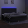 Letto a Molle Materasso e LED Nero 200x200cm in Tessuto