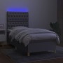 Letto a Molle Materasso e LED Grigio Chiaro 100x200 cm Tessuto