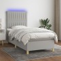 Letto a Molle Materasso e LED Grigio Chiaro 90x190 cm Tessuto