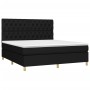 Letto a Molle con Materasso e LED Nero 160x200 cm in Tessuto