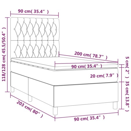 Letto a Molle Materasso e LED Grigio Chiaro 90x200 cm Tessuto