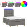 Letto a Molle Materasso e LED Grigio Scuro 120x200cm in Tessuto