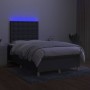 Letto a Molle Materasso e LED Grigio Scuro 120x200cm in Tessuto