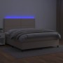 Giroletto Molle Materasso e LED Cappuccino 140x190cm Similpelle