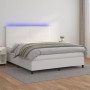 Giroletto Molle con Materasso e LED Bianco 180x200cm Similpelle