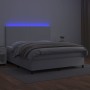 Giroletto Molle con Materasso e LED Bianco 180x200cm Similpelle