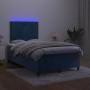 Letto a Molle con Materasso e LED Blu Scuro 120x200cm