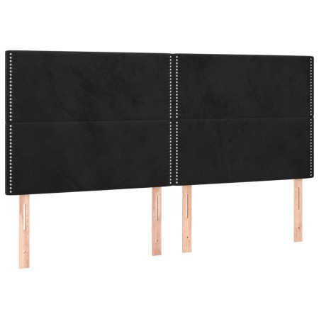 Letto a Molle con Materasso e LED Nero 180x200 cm in Velluto