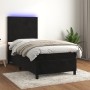 Letto a Molle con Materasso e LED Nero 90x200 cm in Velluto