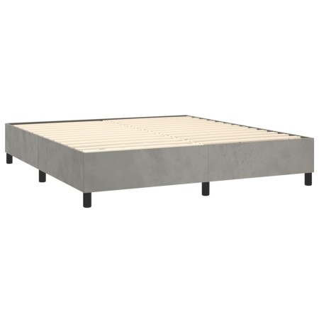 Letto a Molle Materasso e LED Grigio Chiaro 160x200 cm Velluto