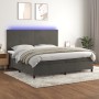 Letto a Molle con Materasso e LED Grigio Scuro 200x200 cm