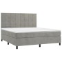 Letto a Molle Materasso e LED Grigio Chiaro 180x200 cm Velluto