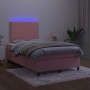 Letto a Molle con Materasso e LED Rosa 120x200 cm in Velluto