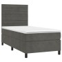 Letto a Molle con Materasso e LED Grigio Scuro 90x190cm Velluto