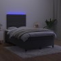 Letto a Molle con Materasso e LED Nero 120x200 cm in Velluto