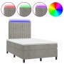 Letto a Molle Materasso e LED Grigio Chiaro 120x200 cm Velluto