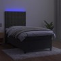 Letto a Molle con Materasso e LED Grigio Scuro 90x190cm Velluto