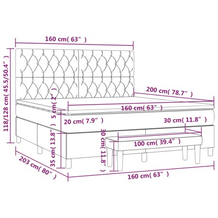 Giroletto a Molle con Materasso Grigio Chiaro160x200 cm Tessuto