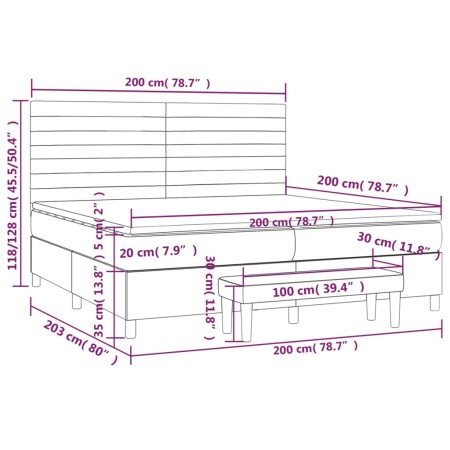 Giroletto a Molle con Materasso Nero 200x200 cm in Tessuto