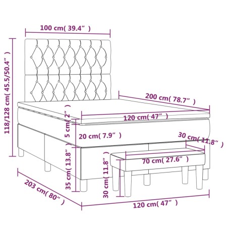 Giroletto a Molle con Materasso Blu 120x200 cm in Tessuto