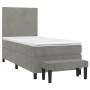 Giroletto a Molle con Materasso Grigio Chiaro 80x200 cm Velluto