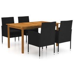 Set Mobili da Pranzo per Giardino 5 pz Nero