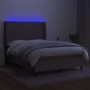 Letto a Molle con Materasso e LED Tortora 140x190 cm in Tessuto