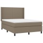 Letto a Molle con Materasso e LED Tortora 140x190 cm in Tessuto