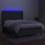 Letto a Molle Materasso e LED Grigio Scuro 140x200cm in Tessuto