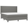 Letto a Molle Materasso e LED Grigio Scuro 160x200cm in Tessuto