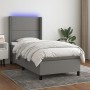 Letto a Molle Materasso e LED Grigio Scuro 90x190 cm in Tessuto