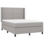 Letto a Molle Materasso e LED Grigio Chiaro 140x190 cm Tessuto