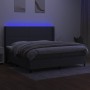 Letto a Molle Materasso e LED Grigio Scuro 200x200cm in Tessuto