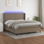 Letto a Molle con Materasso e LED Tortora 180x200 cm in Tessuto