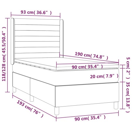 Letto a Molle con Materasso e LED Nero 90x190 cm in Tessuto