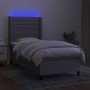 Letto a Molle Materasso e LED Grigio Chiaro 100x200 cm Tessuto