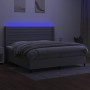 Letto a Molle Materasso e LED Grigio Chiaro 200x200 cm Tessuto