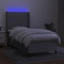 Letto a Molle Materasso e LED Grigio Chiaro 90x190 cm Tessuto