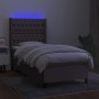 Letto a Molle con Materasso e LED Tortora 80x200 cm in Tessuto
