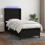 Letto a Molle con Materasso e LED Nero 80x200 cm in Tessuto