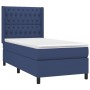 Letto a Molle con Materasso e LED Blu 100x200cm in Tessuto
