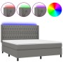 Letto a Molle Materasso e LED Grigio Scuro 160x200cm in Tessuto